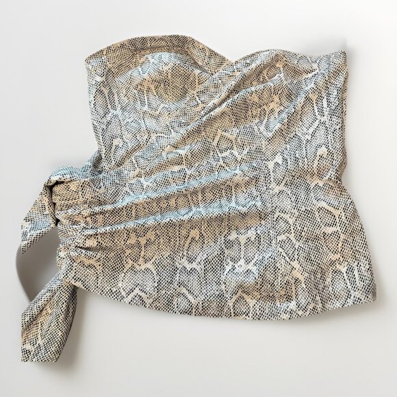 Free People Victoria Strapless Top M Snake Print Wrap Front Polyester Blend - Picture 1 of 7